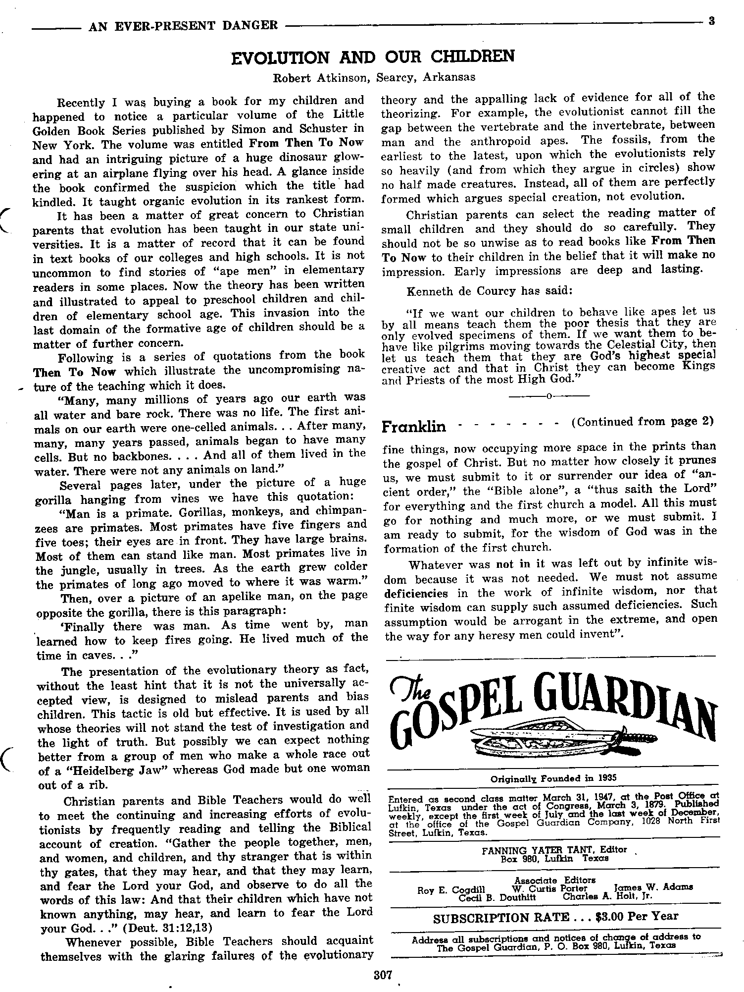 Gospel Guardian Original: Vol.7 No.20 Pg.3